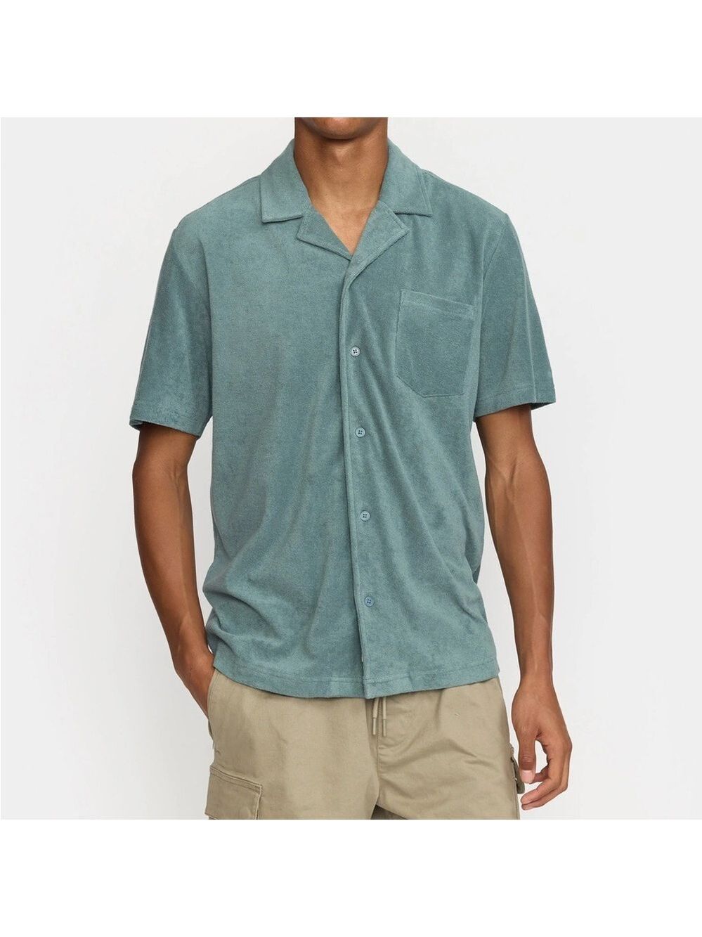 Madewell French Terry Aqua Short Sleeve Cuban Leisure Shirt size medium